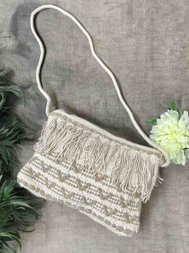 Boho Sling Bag – Handmade Embroidered Crossbody with Zipper