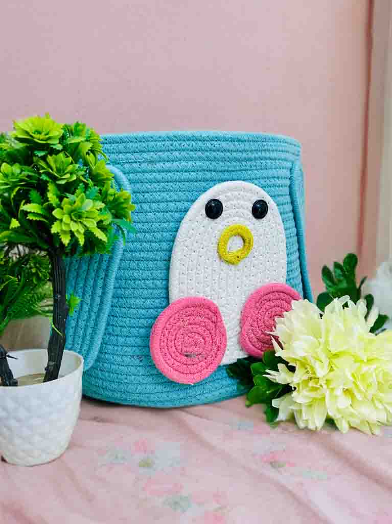 Cute Penguin Storage Basket with Lid – Handmade & Functional