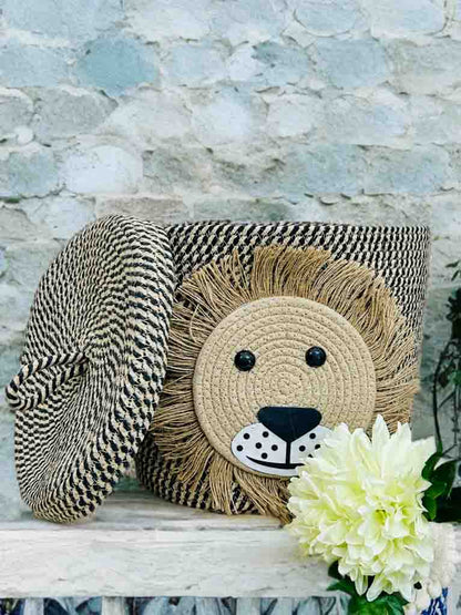 Handcrafted Lion Face Storage Basket with Lid – Stylish & Functional