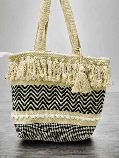 Trendy Bohemian Tote | Compact 10x10 Bag with Zipper