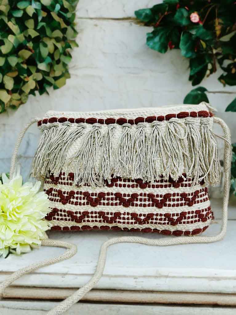 Bohemian Sling Bag – Handmade Crossbody with Fringe Detail