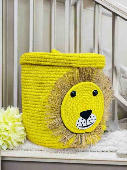 Handcrafted Lion Face Storage Basket with Lid – Stylish & Functional