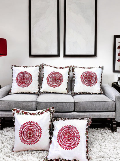 Premium Pink Block Printed Cushion Cover | 16x16" Cotton