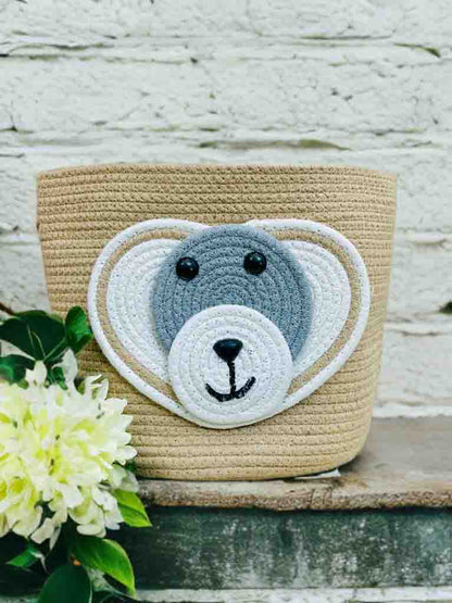 Handcrafted Brown Bear Basket with Lid – Cute, Stylish & Functional