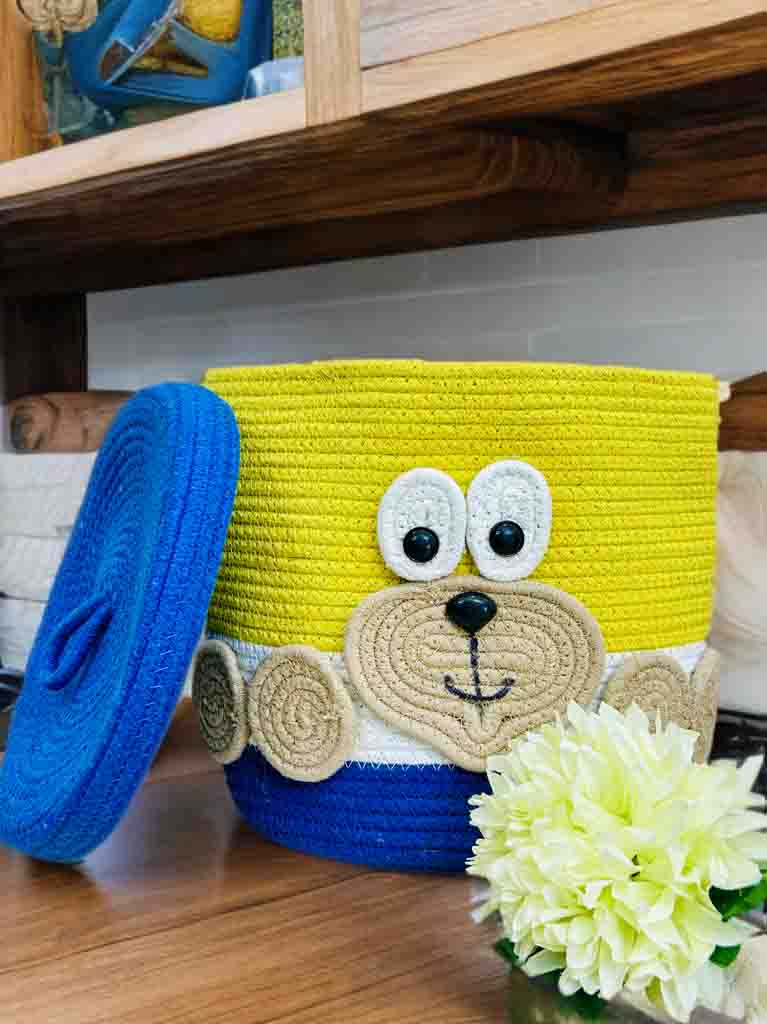 Handmade Monkey Face Storage Basket with Lid – Fun & Functional