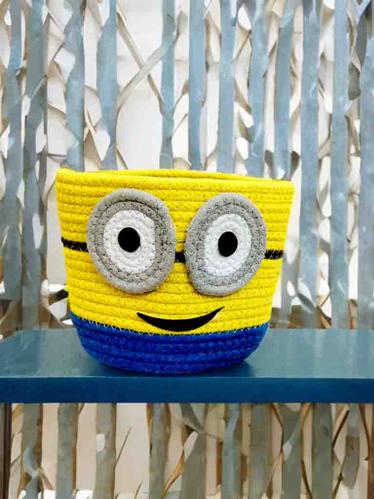 Cute Animal Face Basket – Cotton Braided & Washable Organizer (6x7 inch)