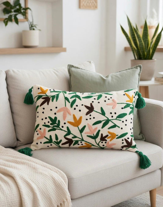 Mystic Leaves Embroidered Small Lumber ( 12x20 inch )