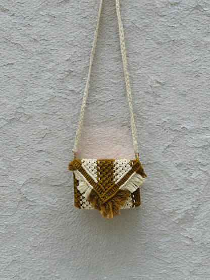 Macramé Sling Bag with Beads & Flap – Boho Handmade Purse