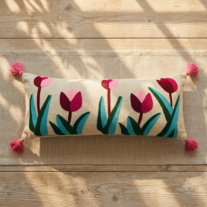 Embroidered Tulip Lumbar
