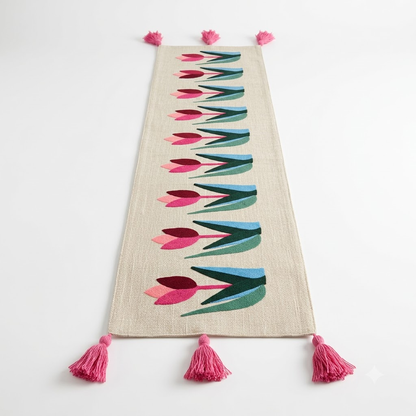 Embroidered Floral Table Runner