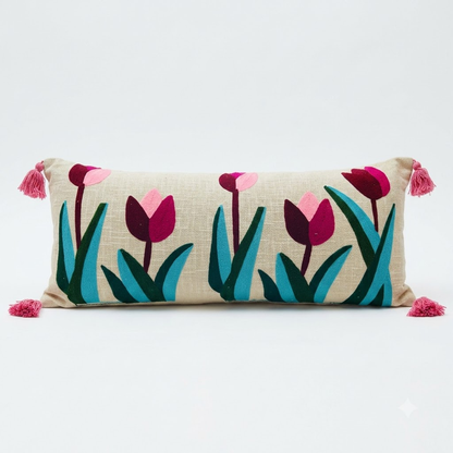 Embroidered Tulip Lumbar